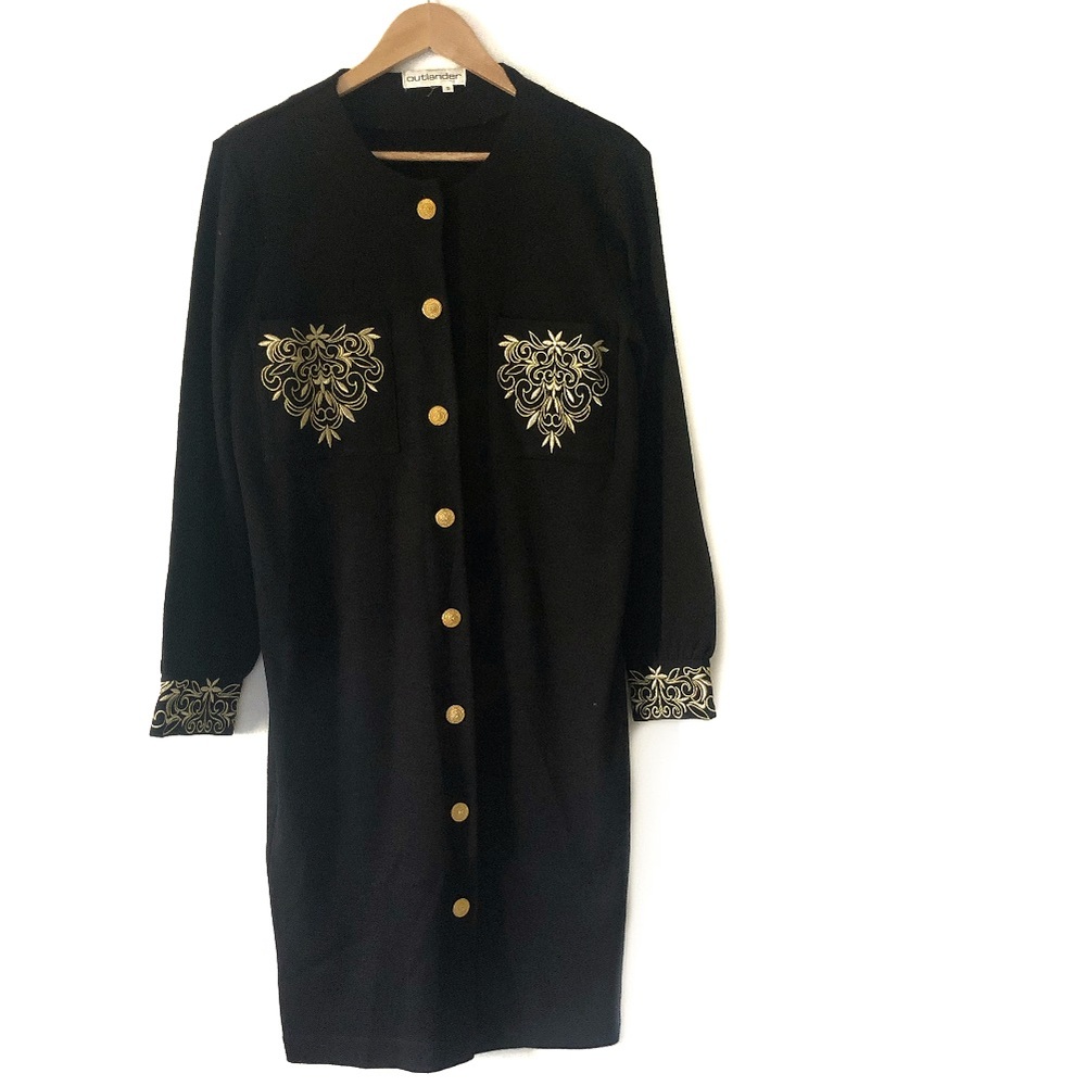 Outlander Vintage Button-Front Long Sleeve Dress
